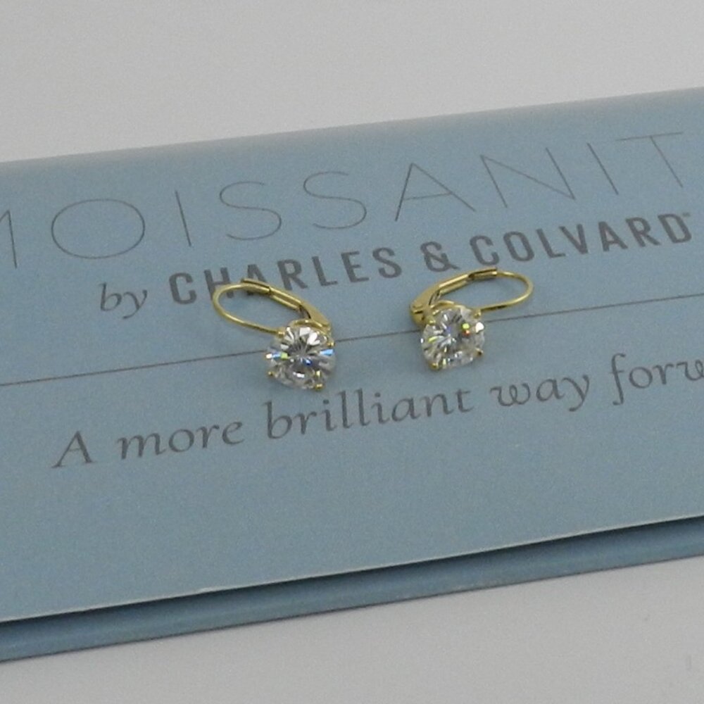 Charles & Colvard Moissanite Earrings (2 ct. t.w. Diamond  ) 14K Yellow Gold